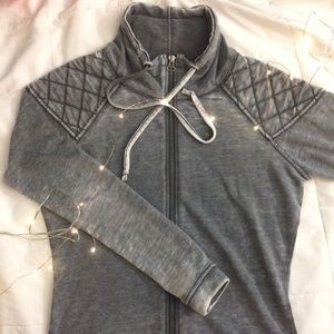 Quilted Shoulder Moto Converse Mock-neck Jacket